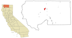 Siskiyou County California Incorporated and Unincorporated areas Yreka Highlighted